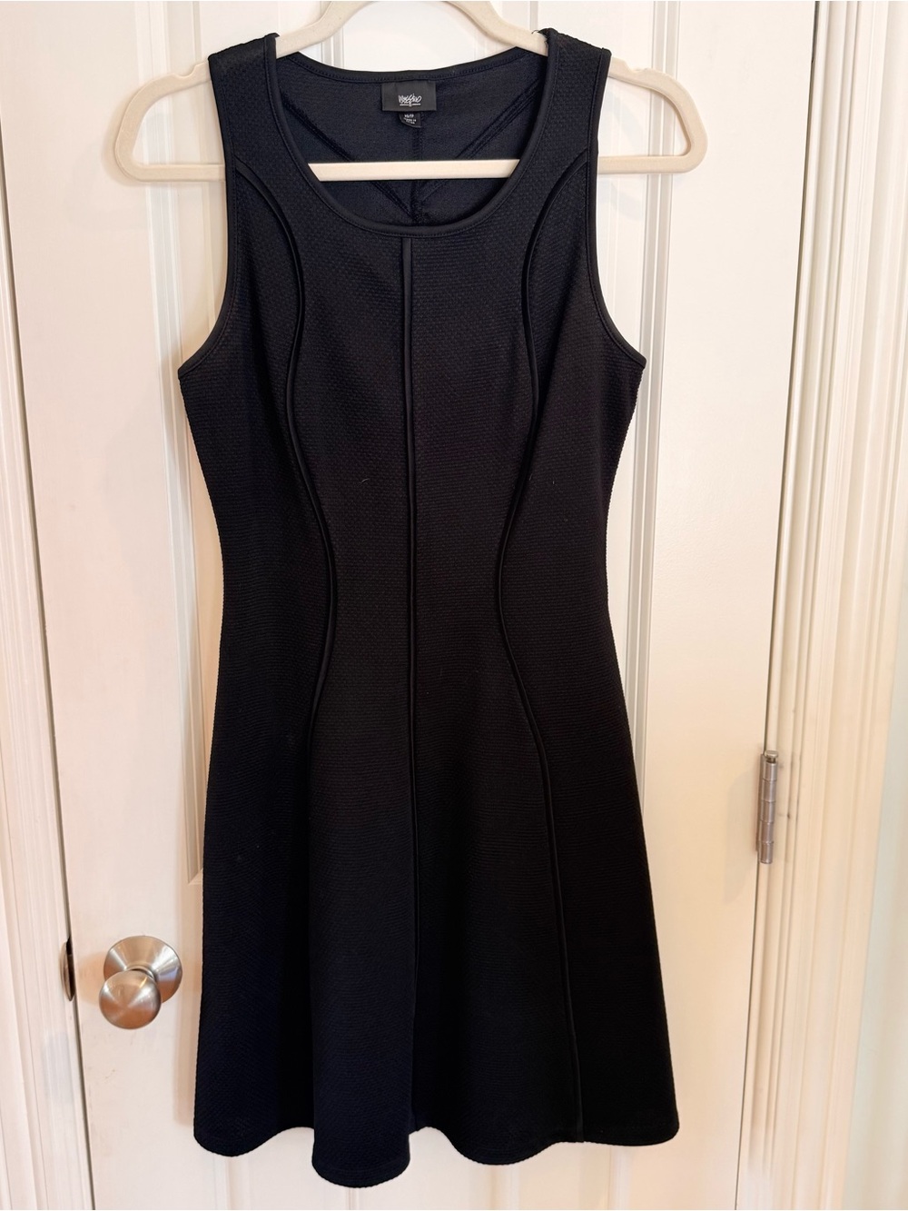 Black Sleeveless Textured A-Line Mini Dress